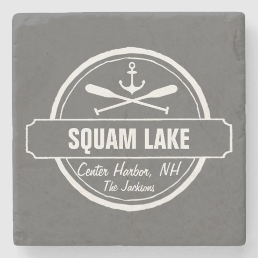 Squam Lake NH gepersonaliseerde stad, naam en anke Stenen Onderzetter (Voorkant)