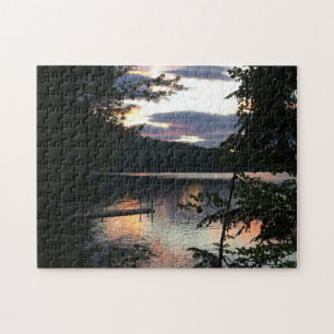 Squam Lake Sunrise New Hampshire Trees Foto Legpuzzel