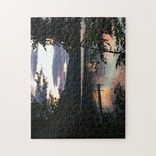 Squam Lake Sunrise New Hampshire Trees Foto Legpuzzel (Verticaal)