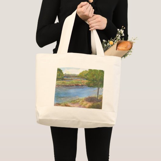 squamscott river op newfields , juli 2015 grote tote bag (Voorkant (product))