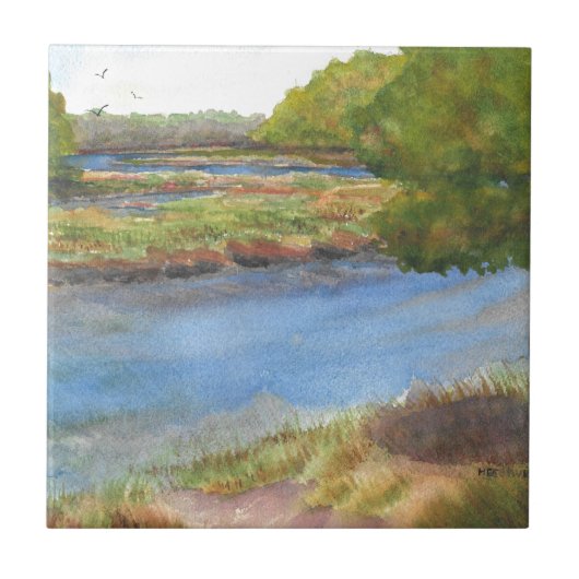 squamscott river op newfields , juli 2015 tegeltje (Voorkant)