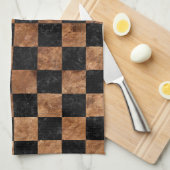 SQUARE1 ZWARTE MARBLE & BROWN STONE THEEDOEK (Quarter Fold)