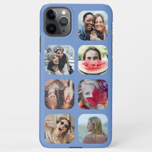 Square 7 Photo Collage Blue Sjabloon iPhone Case iPhone Hoesje (Achterkant)