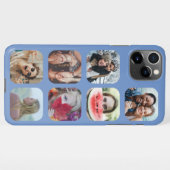 Square 7 Photo Collage Blue Sjabloon iPhone Case iPhone Hoesje (Achterkant horizontaal)