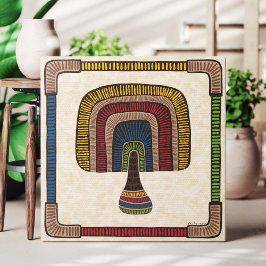 Square Abstract Mushroom Canvas Afdruk