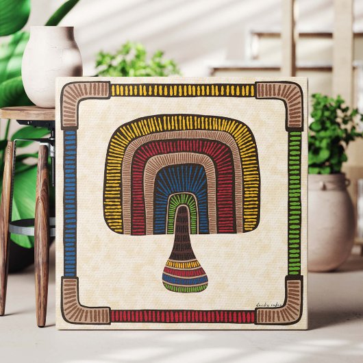 Square Abstract Mushroom Canvas Afdruk