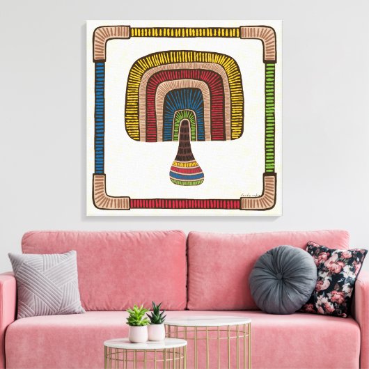 Square Abstract Mushroom Canvas Afdruk (Insitu (Woonkamer))