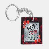 Square Acryl Sleutelhanger – Dalmatische Puppy Be (Voorkant Links)