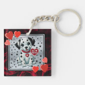 Square Acryl Sleutelhanger – Dalmatische Puppy Be (Achterkant)