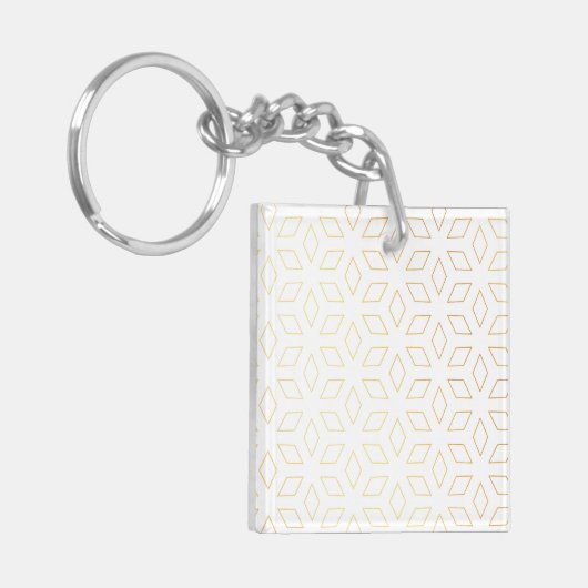 Square Acrylic Golden Diamond Patterned Sleutelhan Sleutelhanger (Voorkant Links)