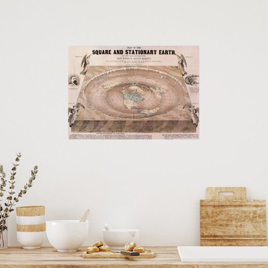 "Square and Briefpapier" Flat Earth Map Poster (Keuken)