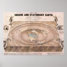 "Square and Briefpapier" Flat Earth Map Poster