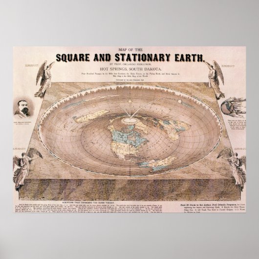"Square and Briefpapier" Flat Earth Map Poster (Voorkant)