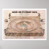 "Square and Briefpapier" Flat Earth Map Poster (Voorkant)