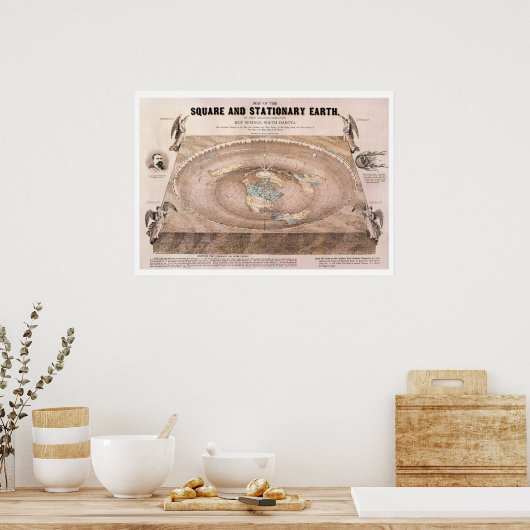 "Square and Briefpapier" Flat Earth Map Poster (Keuken)