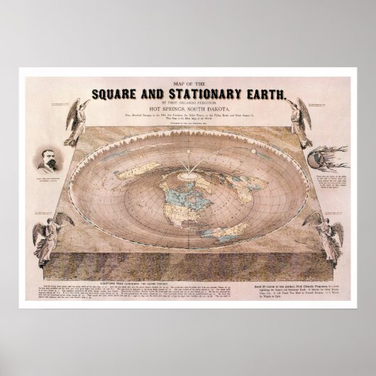 "Square and Briefpapier" Flat Earth Map Poster (Voorkant)