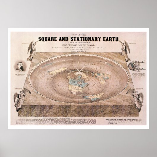 "Square and Briefpapier" Flat Earth Map Poster (Voorkant)