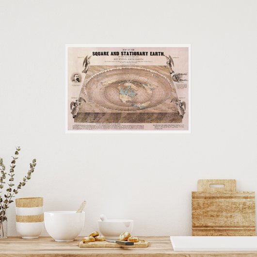 "Square and Briefpapier" Flat Earth Map Poster (Keuken)