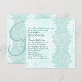 Square Aqua Damask Wedding Invitation Kaart (Voorkant / Achterkant)