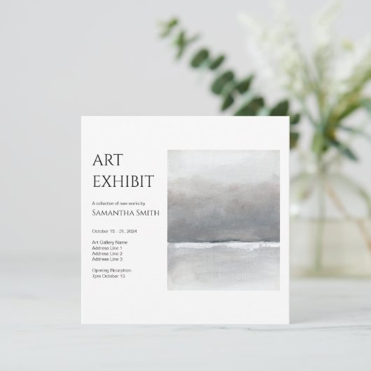 Square Art Exhibition Invitation Sjabloon Kaart (Staand voorkant)