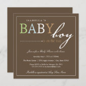 Square BABY BOY Baby shower Invitation Kaart (Voorkant / Achterkant)