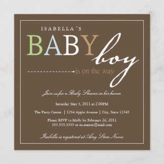 Square BABY BOY Baby shower Invitation Kaart