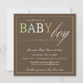 Square Baby Boy | Baby shower Uitnodiging (Voorkant)