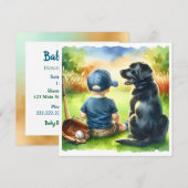 Square Baby en het Black Lab Dog Baby shower Kaart (Voorkant / Achterkant)