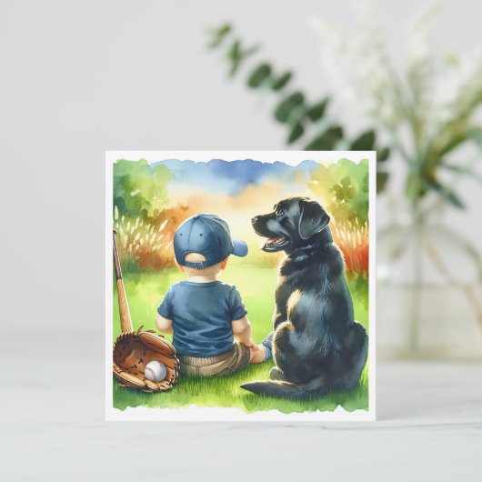 Square Baby en het Black Lab Dog Baby shower Kaart (Staand voorkant)