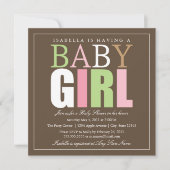 Square Baby Girl | Baby shower Uitnodiging (Voorkant)