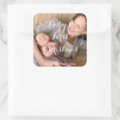 Square Baby's eerste kerstfoto Stickers (Tas)