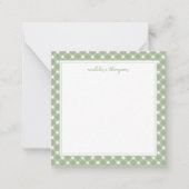 Square Basic Gingham Sage Green Border Notitiekaartje (Voorkant)