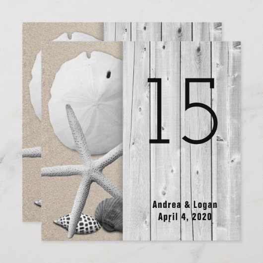 Square Beach Wedding Boardwalk Table Number Kaarte Kaart (Voorkant / Achterkant)