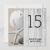 Square Beach Wedding Boardwalk Table Number Kaarte Kaart (Achterkant)