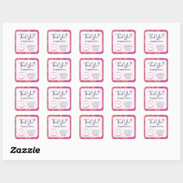 Square Bedankt Zakelijke Stickers Hot Pink Gold