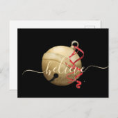 Square Believe Jingle Bell Feestdagenkaart (Voorkant / Achterkant)