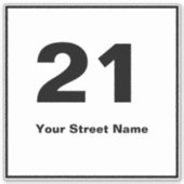 Square Bin Number met Street Sticker (Voorkant)