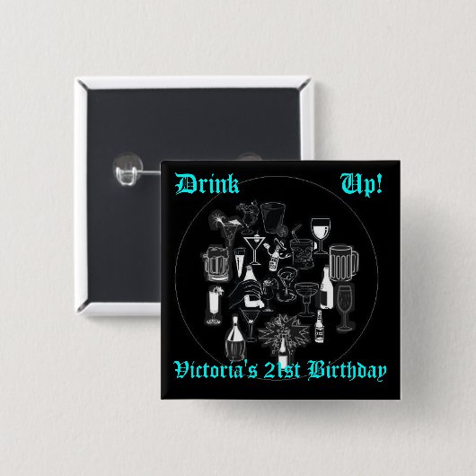 Square Birthday Button (Voorkant /achterkant)