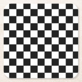 Square Black and White Checkered Coaster Set Kartonnen Onderzetters (Voorkant)