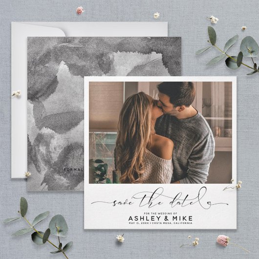 Square Black Calligraphy Script Photo Weddenschap Save The Date