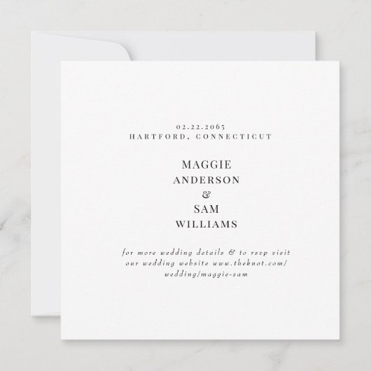 Square Black Damask Wedding Bewaar de datum Save The Date (Achterkant)