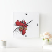 Square Black en White Chicken Head Clock Vierkante Klok (Huis)