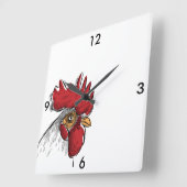 Square Black en White Chicken Head Clock Vierkante Klok (Hoek)