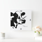 Square Black en White Tillamook Cow Clock Vierkante Klok (Huis)