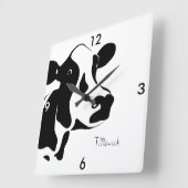 Square Black en White Tillamook Cow Clock Vierkante Klok (Hoek)