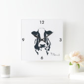Square Black en White Tillamook Koe Clock Vierkante Klok (Huis)