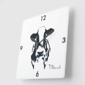 Square Black en White Tillamook Koe Clock Vierkante Klok (Hoek)