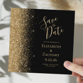 Square Black Gold Glitter Sla de datum op Aankondiging