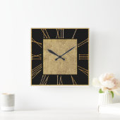 Square Black Numeral Vierkante Klok (Huis)