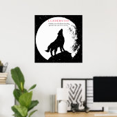 Square Black White Inspirerend Leadership Wolf Poster (Thuiskantoor)